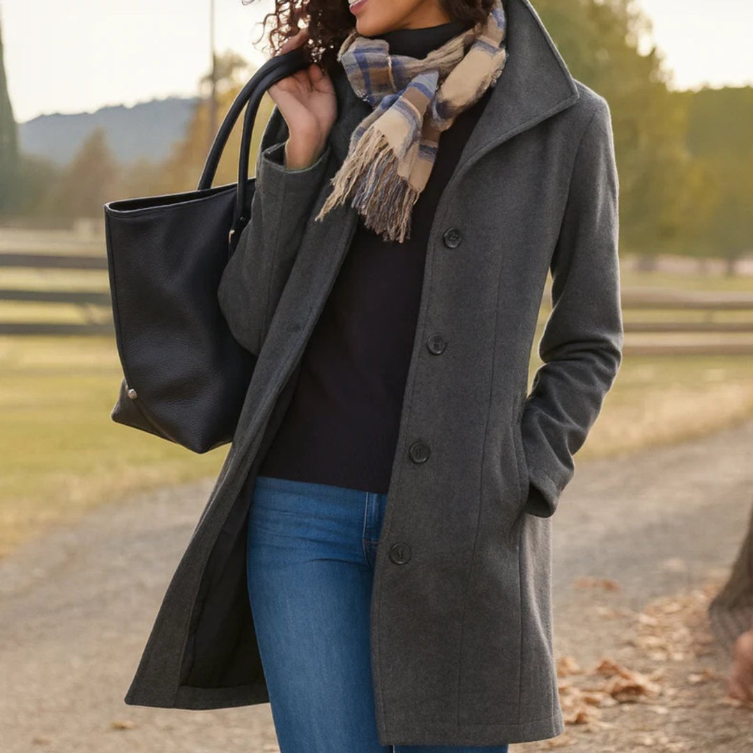 Phoebe | Women's Classic Mid-Length Button-Up Coat