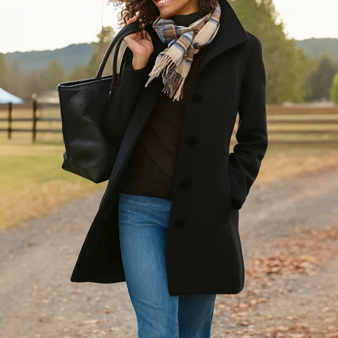 Phoebe | Women's Classic Mid-Length Button-Up Coat