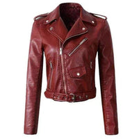 Florence | Women's Cropped Biker Faux Leather Jacket Zip-Up