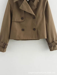 Sienna | Women's Cropped Double-Breasted Trench Coat Buckle Cuff