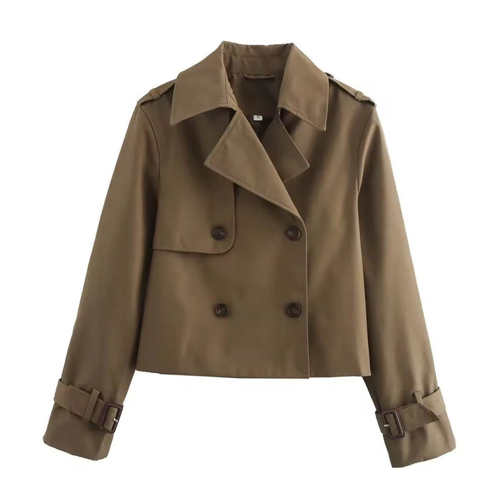 Sienna | Women's Cropped Double-Breasted Trench Coat Buckle Cuff