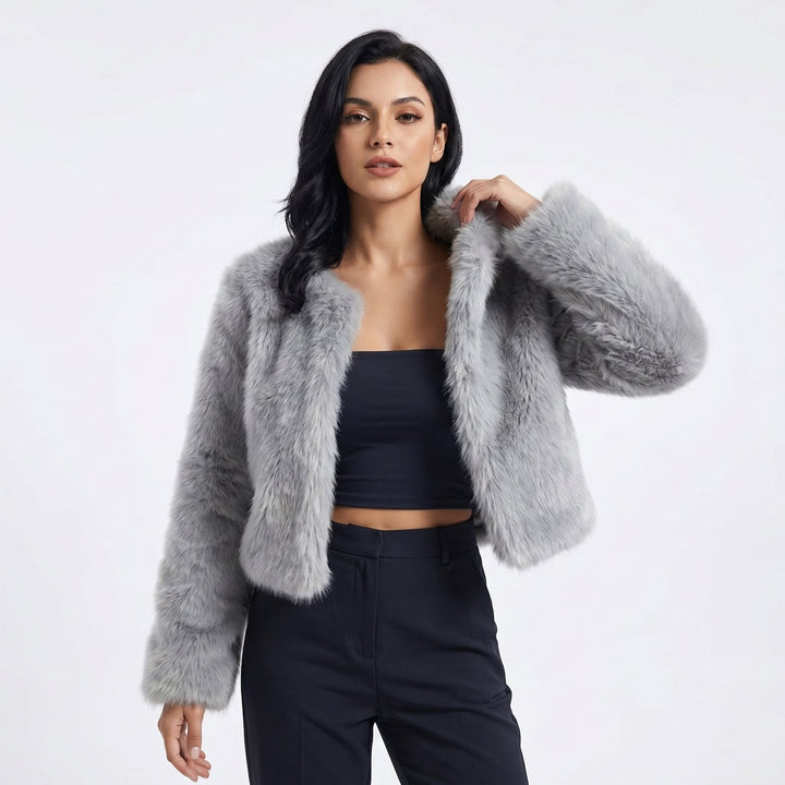 Amelia | Women's Cropped Faux Fur Jacket Short Cardigan