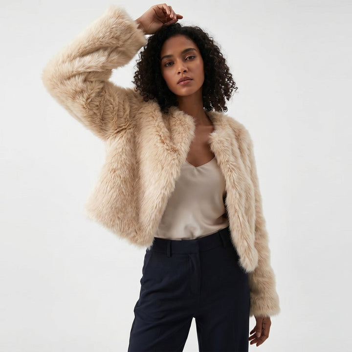 Amelia | Women's Cropped Faux Fur Jacket Short Cardigan