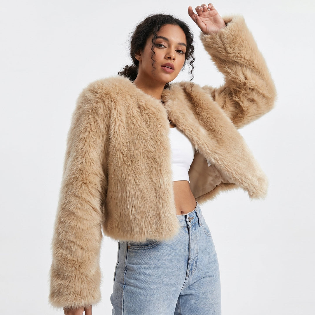 Amelia | Women's Cropped Faux Fur Jacket Short Cardigan