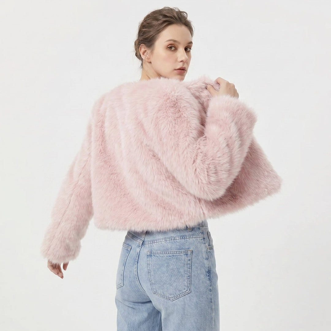 Amelia | Women's Cropped Faux Fur Jacket Short Cardigan