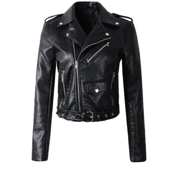 Juliet | Cropped Belted Biker Jacket