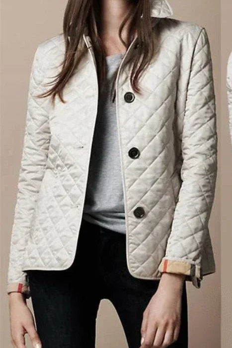 Scarlett | Women's Diamond-Quilted Button-Through Tailored Jacket