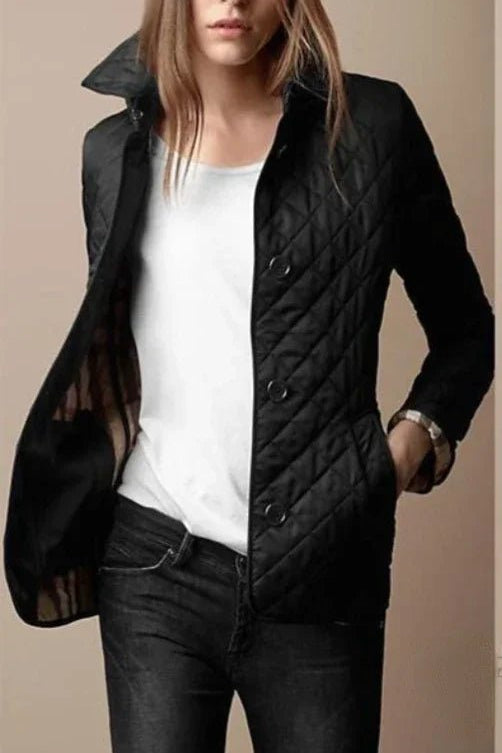 Scarlett | Women's Diamond-Quilted Button-Through Tailored Jacket