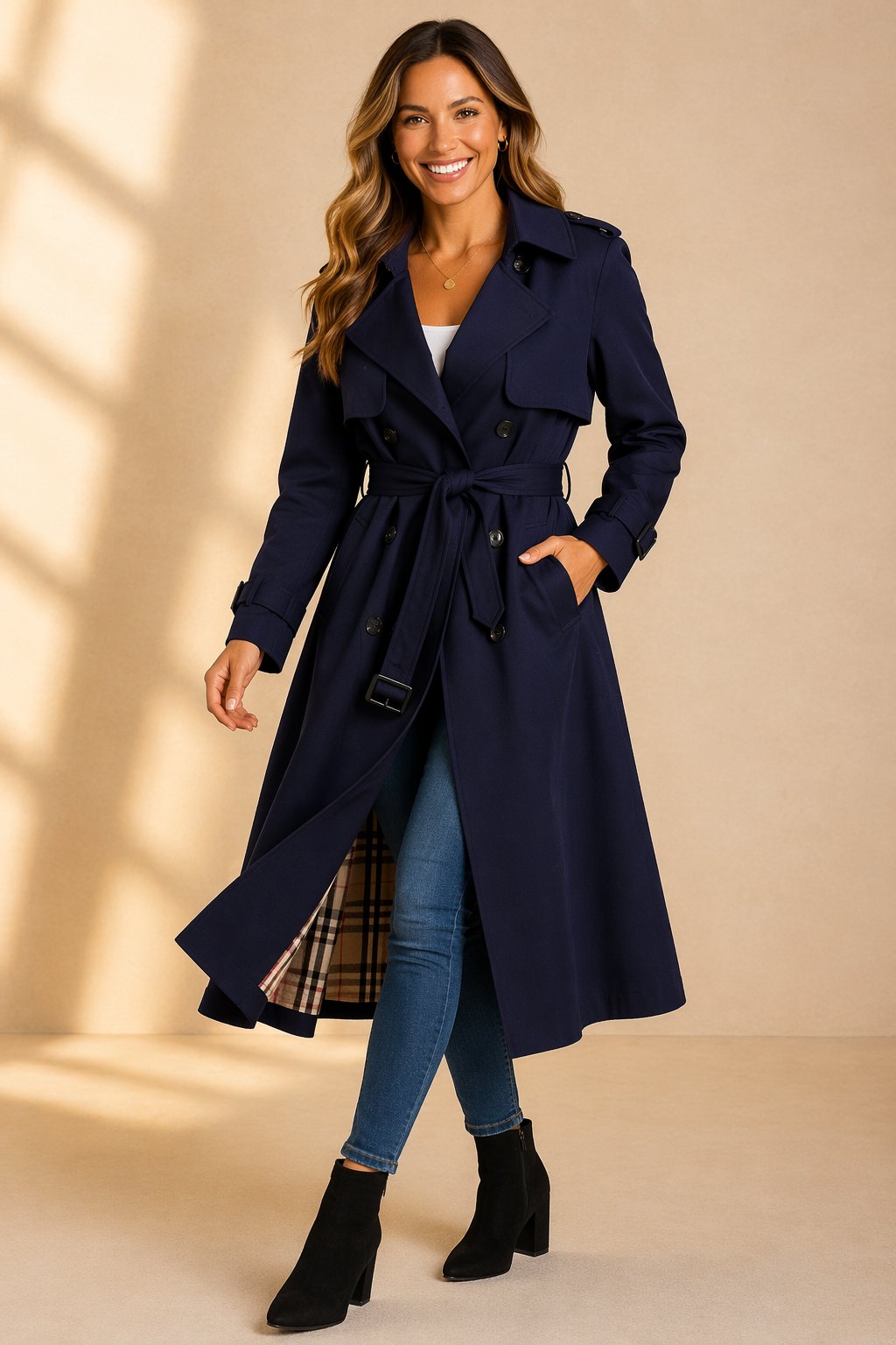 Emily | Women's Double-Breasted Belted Long Trench Coat