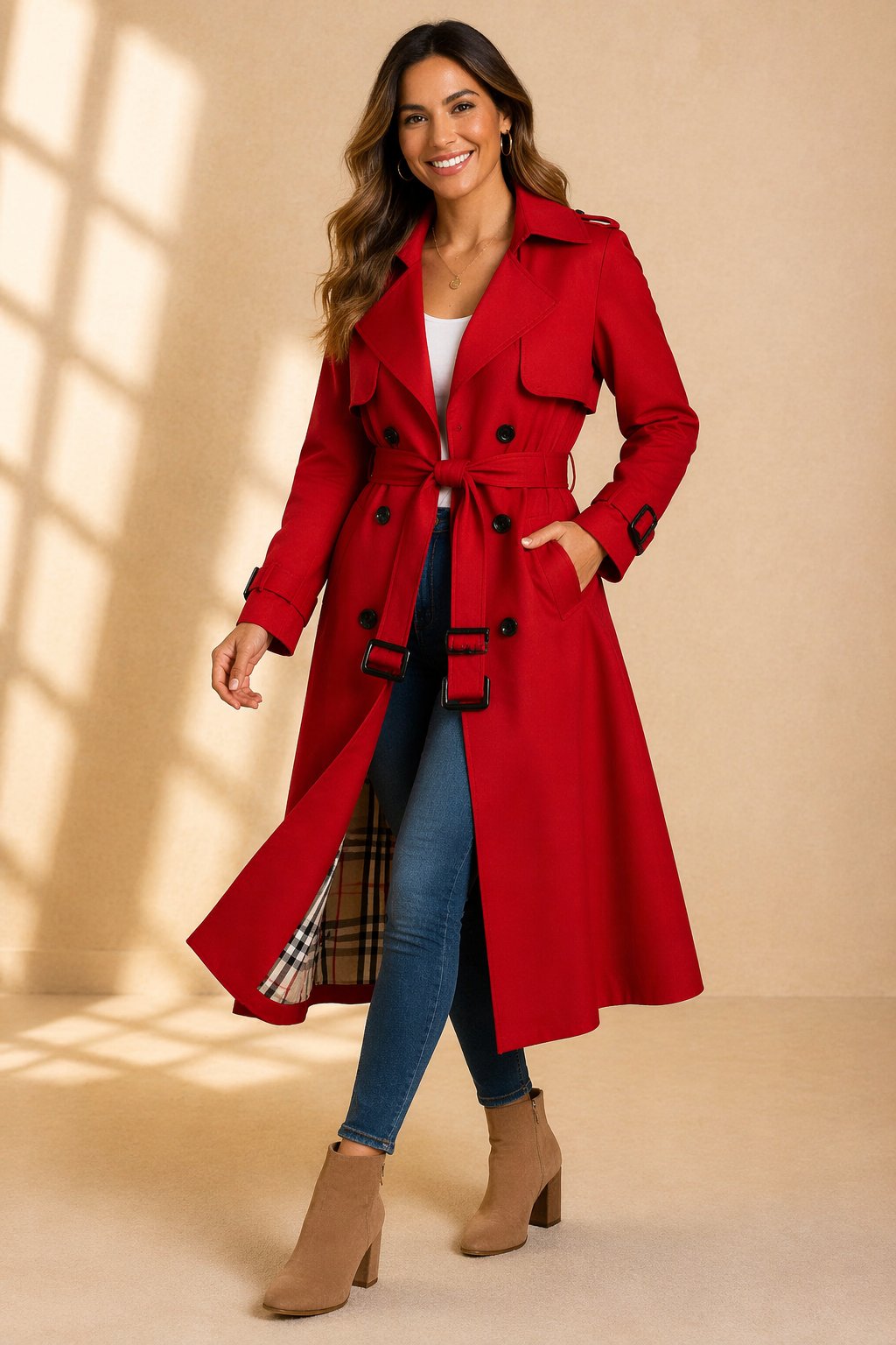 Emily | Women's Double-Breasted Belted Long Trench Coat