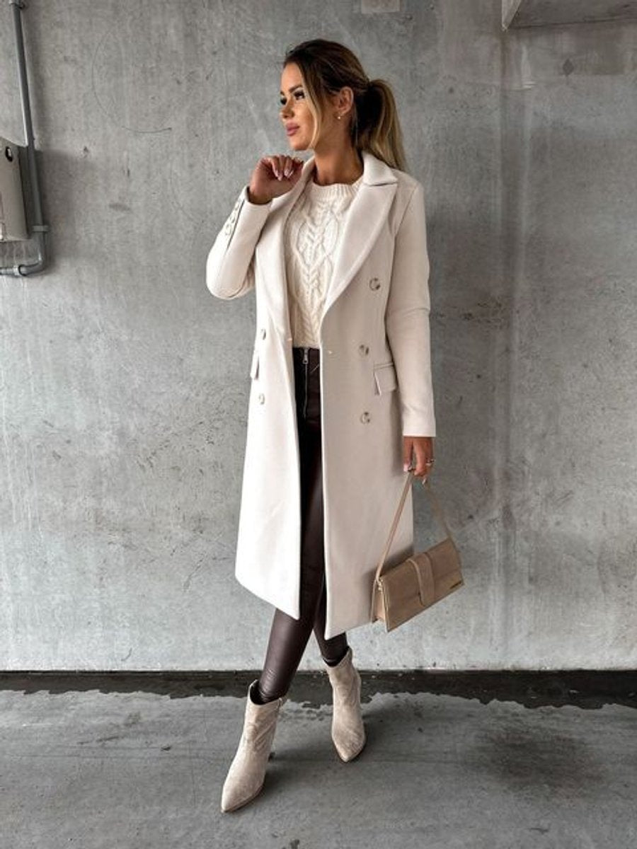 Sienna | Women's Double-Breasted Long-Line Polyester Coat