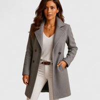 Sienna | Women's Elegant Long Button-Up Coat Notch Lapel Slim Fit