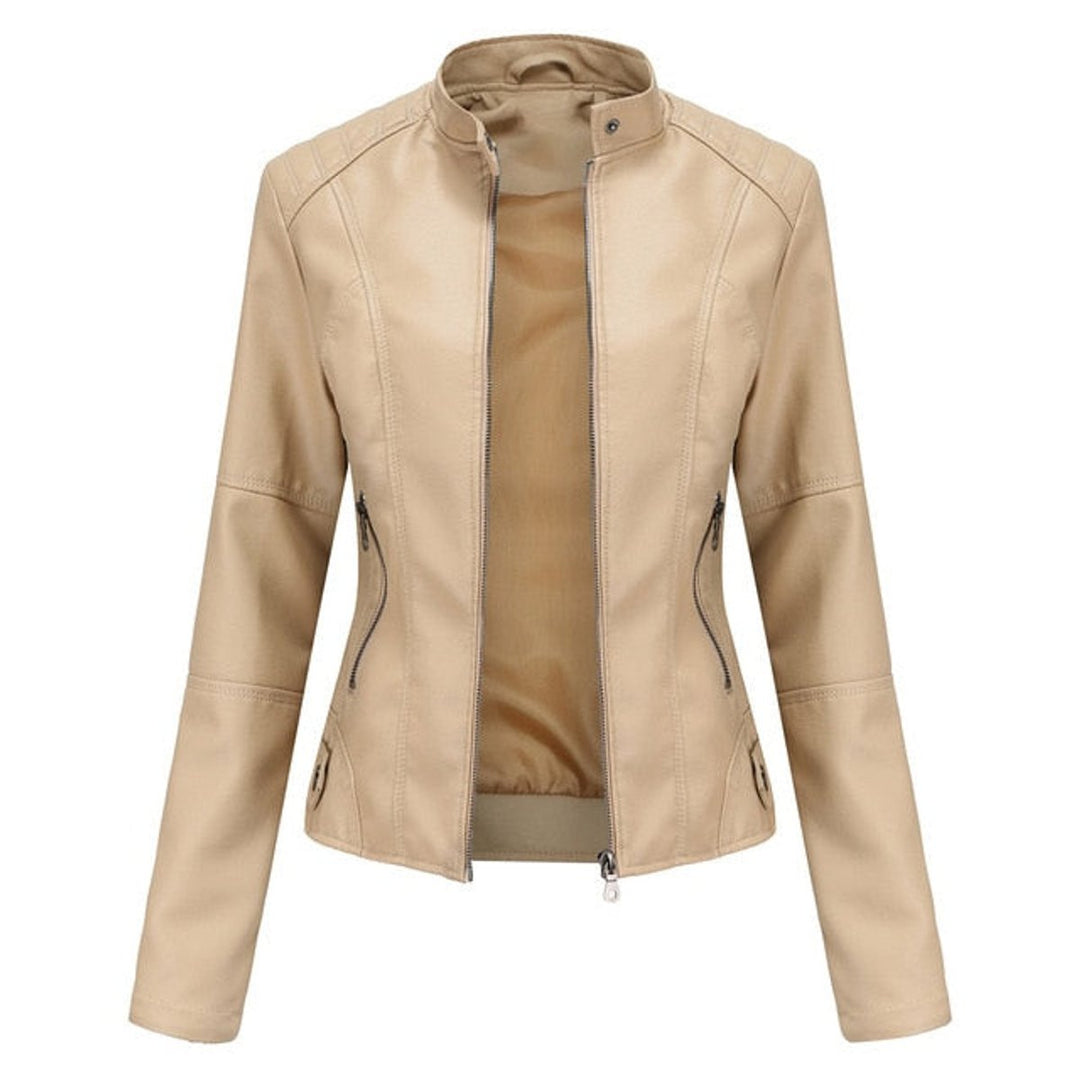 Camille | Stand-Collar Zip-Up Moto Jacket