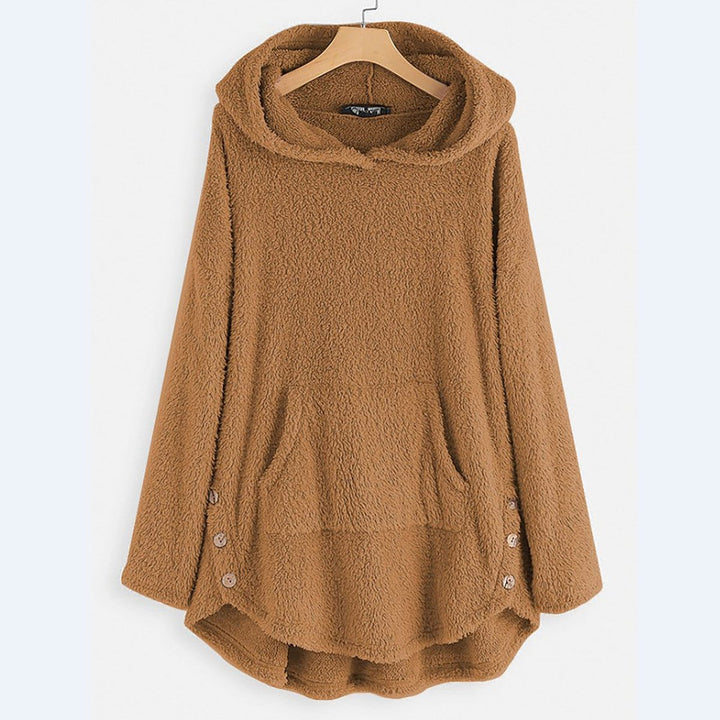 Olivia | Women's Fleece Hooded Zip-Up Sweater Plush Cat Pocket Jumper