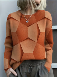 Aria | Women's Geometric Print Long Sleeve Knit Sweater Jumper