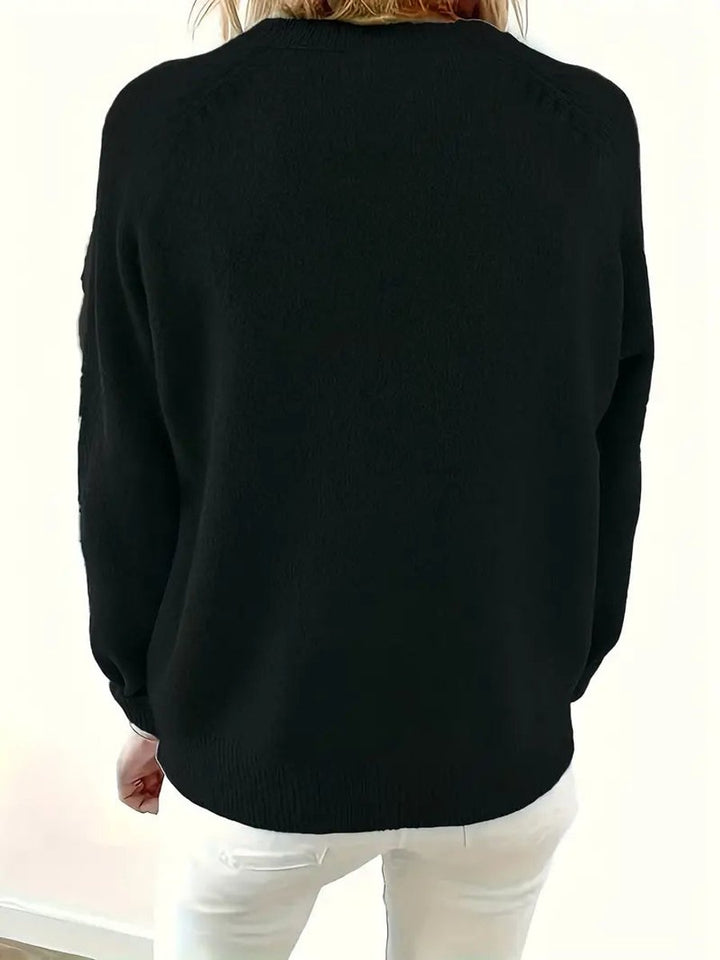 Olivia | Women's Half-Button V-Neck Knit Sweater Relaxed Pullover Jumper