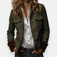 Grace | Women's Herringbone Structured Button-Front Jacket