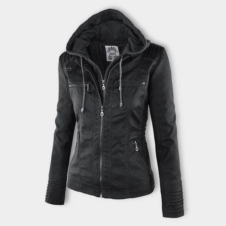 Lucinda | Hooded Moto Jacket with Removable Hood