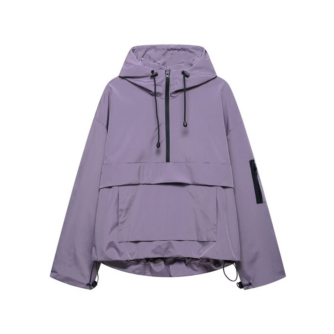 Florence | Women's Hooded Pullover Anorak Quilted Jacket Windproof Half-Zip