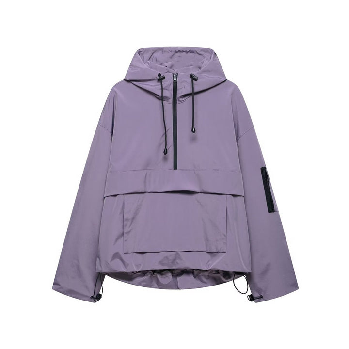 Florence | Women's Hooded Pullover Anorak Quilted Jacket Windproof Half-Zip