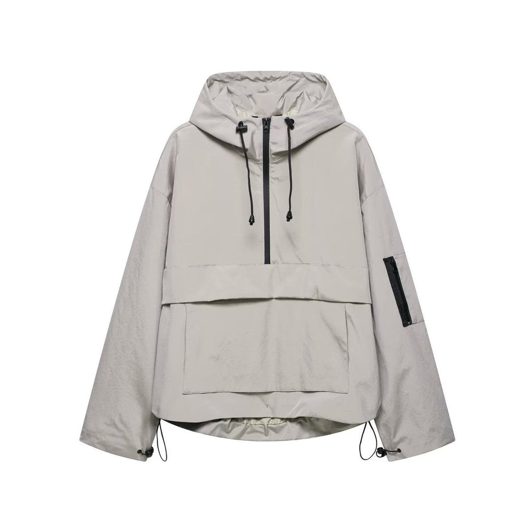 Florence | Women's Hooded Pullover Anorak Quilted Jacket Windproof Half-Zip