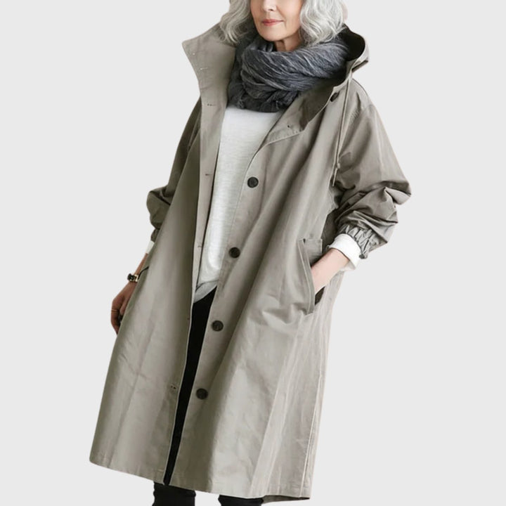 Ella | Women's Hooded Water-Repellent Oversized Long Trench Coat