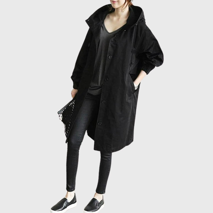 Ella | Women's Hooded Water-Repellent Oversized Long Trench Coat