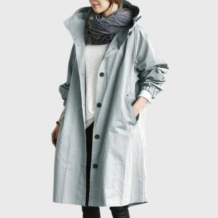 Ella | Women's Hooded Water-Repellent Oversized Long Trench Coat