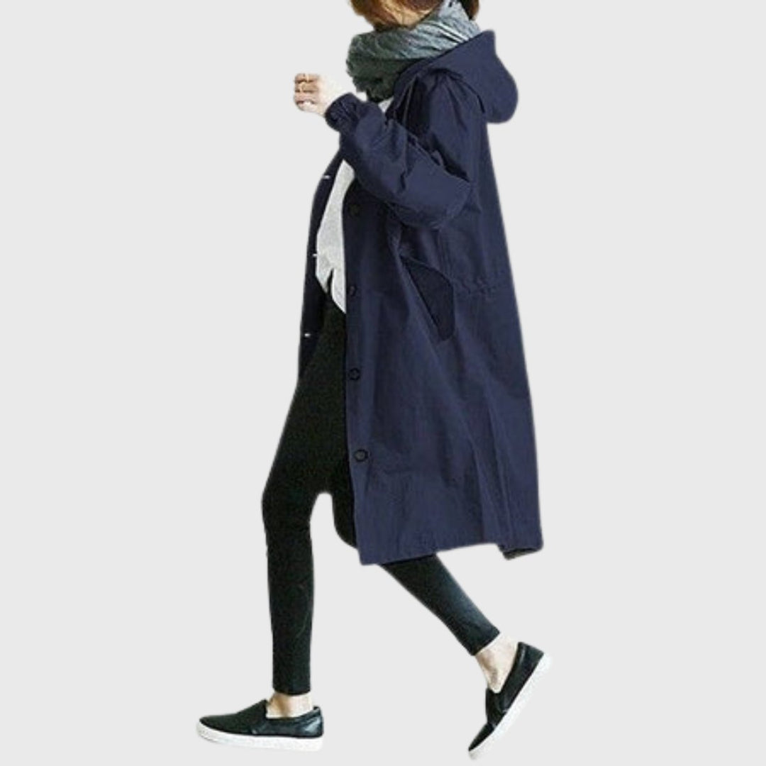 Ella | Women's Hooded Water-Repellent Oversized Long Trench Coat