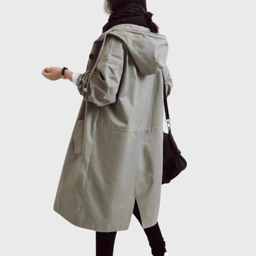 Ella | Women's Hooded Water-Repellent Oversized Long Trench Coat