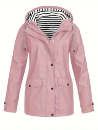 Grace | Women's Hooded Waterproof Striped-Lined Raincoat Coat