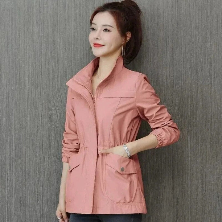 Sienna | Women's Lightweight Zip-Up Drawstring Transitional Bomber Jacket