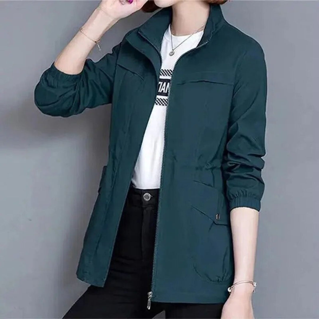 Sienna | Women's Lightweight Zip-Up Drawstring Transitional Bomber Jacket