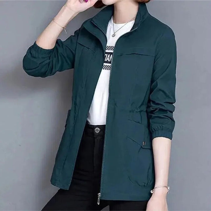 Sienna | Women's Lightweight Zip-Up Drawstring Transitional Bomber Jacket