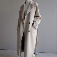 Lily | Women's Long Double-Breasted Wool-Blend Trench Coat