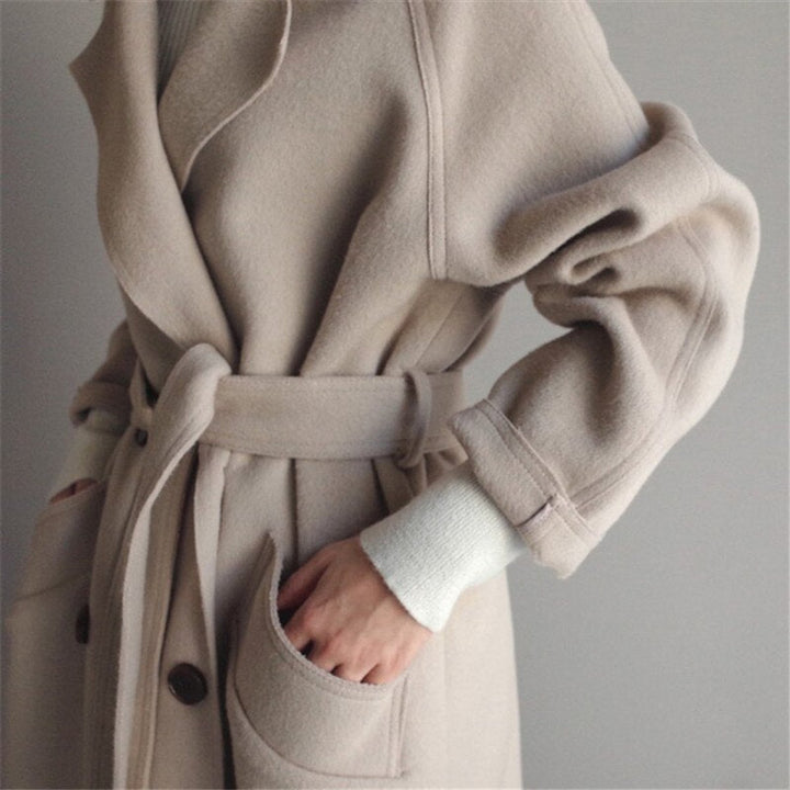 Lily | Women's Long Double-Breasted Wool-Blend Trench Coat