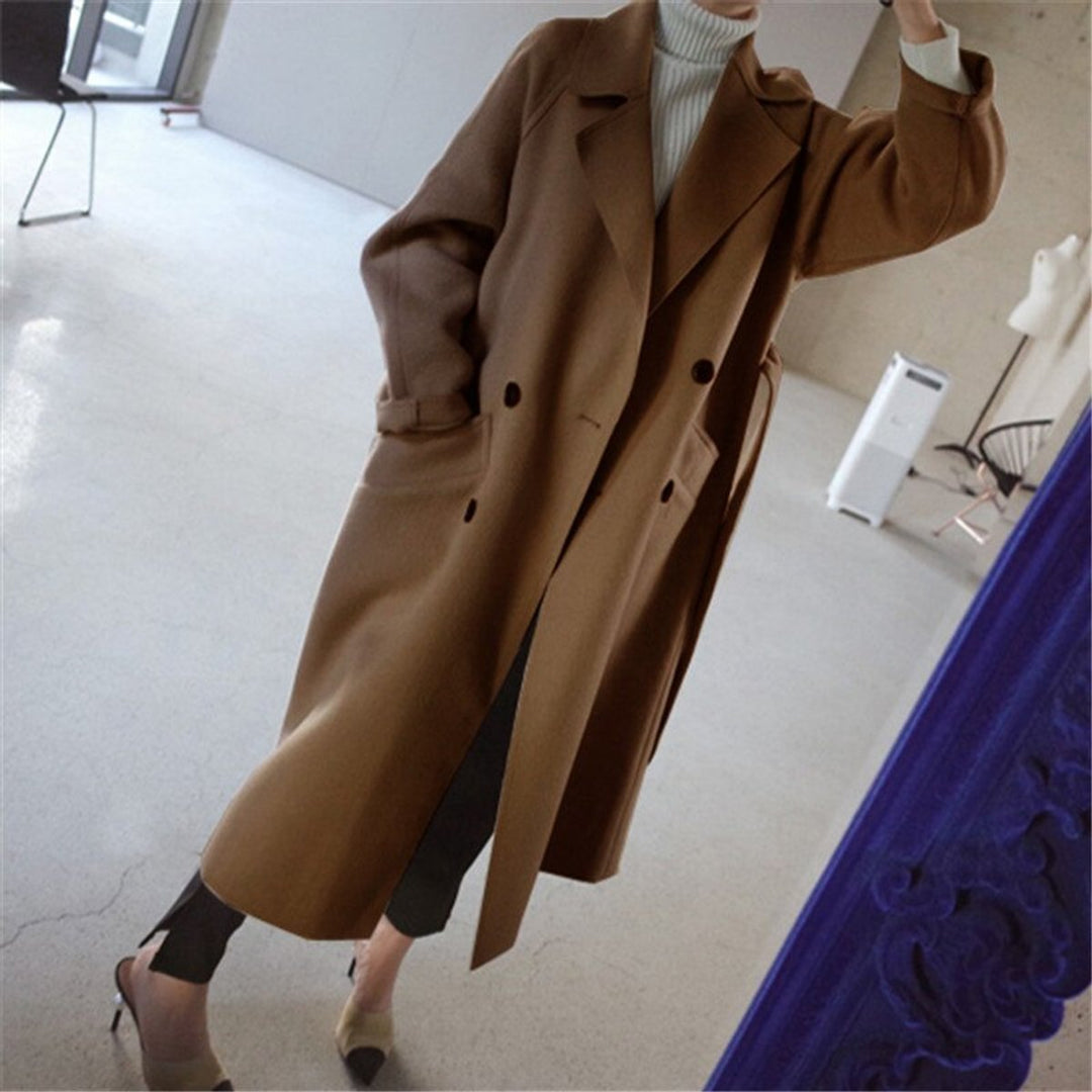 Lily | Women's Long Double-Breasted Wool-Blend Trench Coat