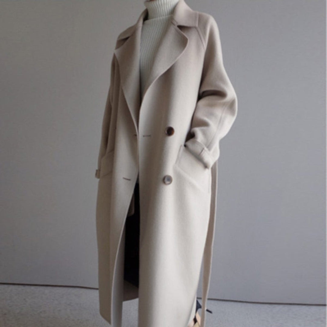 Lily | Women's Long Double-Breasted Wool-Blend Trench Coat