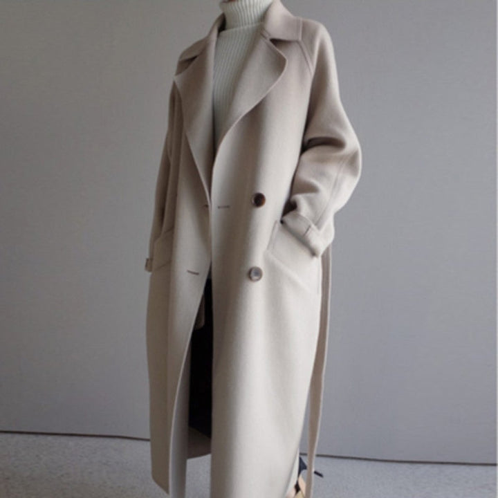 Lily | Women's Long Double-Breasted Wool-Blend Trench Coat