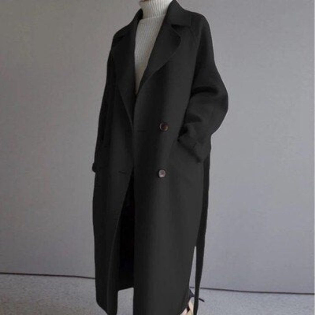 Lily | Women's Long Double-Breasted Wool-Blend Trench Coat