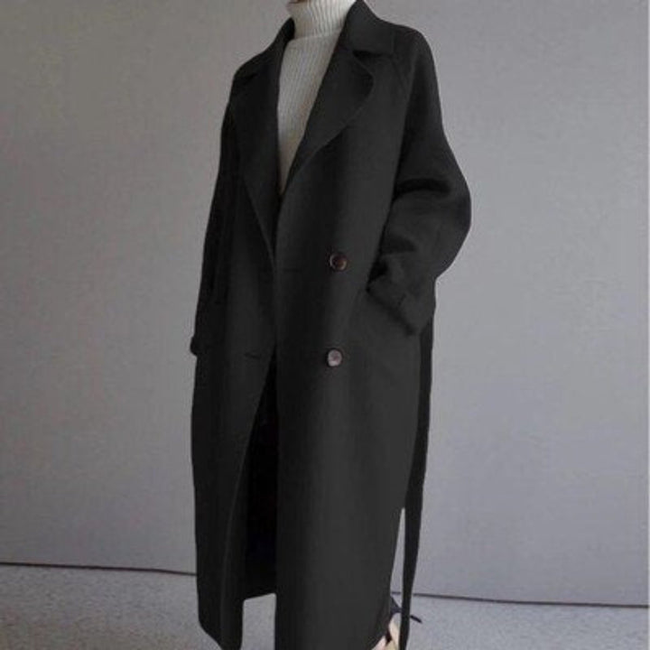Lily | Women's Long Double-Breasted Wool-Blend Trench Coat