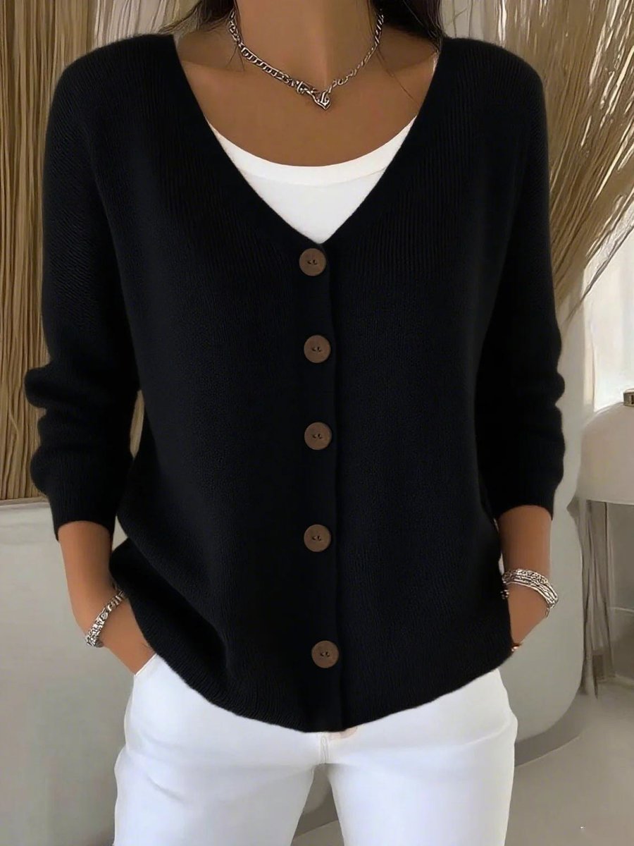 Lily | Women's Long Sleeve V-Neck Button-Front Knit Sweater