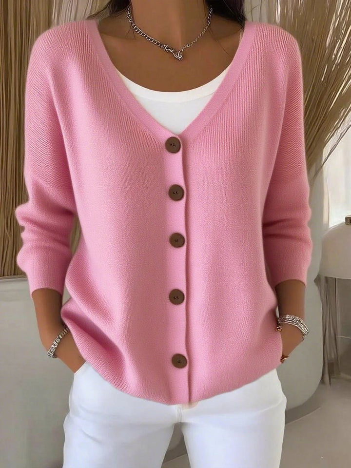 Lily | Women's Long Sleeve V-Neck Button-Front Knit Sweater