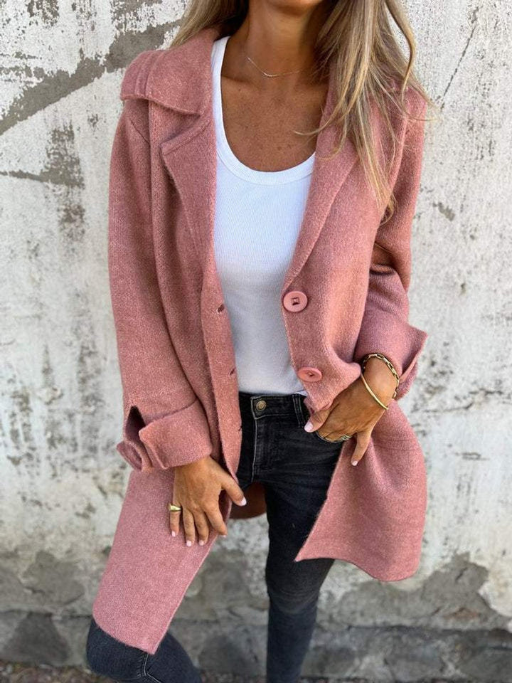 Isla | Women's Longline Button-Up Coat Lapel Collar Oversized Fit