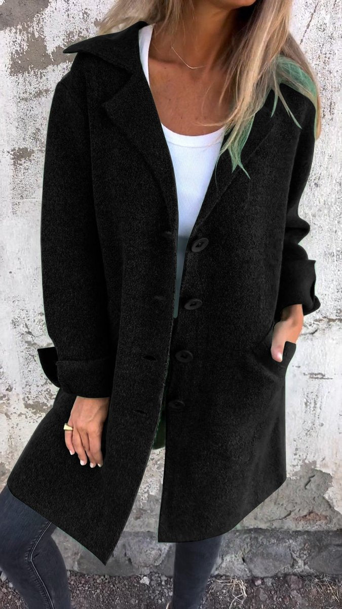 Isla | Women's Longline Button-Up Coat Lapel Collar Oversized Fit
