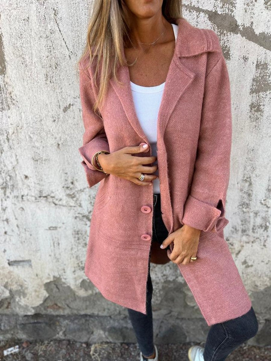 Isla | Women's Longline Button-Up Coat Lapel Collar Oversized Fit