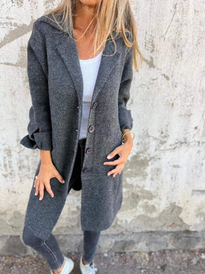 Isla | Women's Longline Button-Up Coat Lapel Collar Oversized Fit
