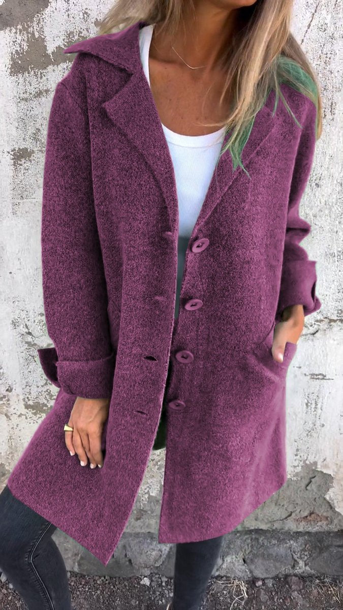 Isla | Women's Longline Button-Up Coat Lapel Collar Oversized Fit