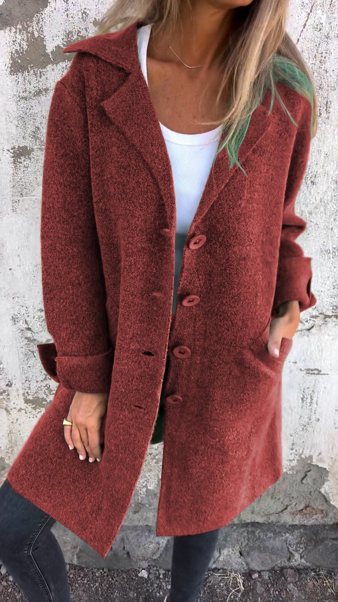 Isla | Women's Longline Button-Up Coat Lapel Collar Oversized Fit