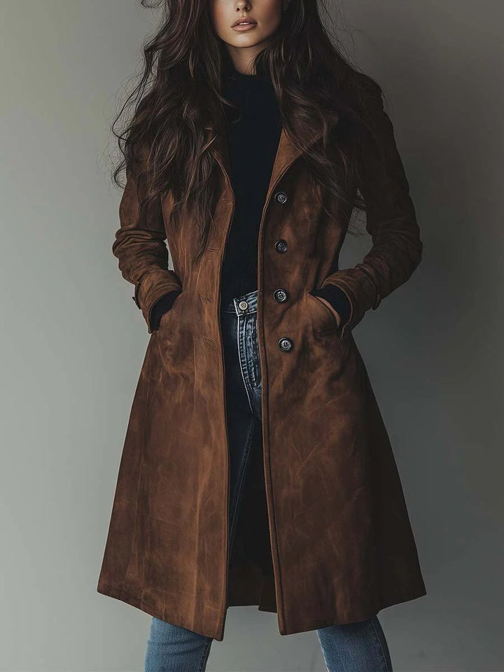 Freya | Women's Longline Double-Breasted Tailored Trench Coat